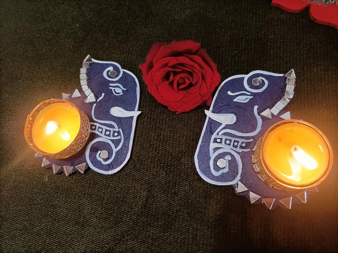 Auspicious Elephant Candle Holders (Pair) - C5